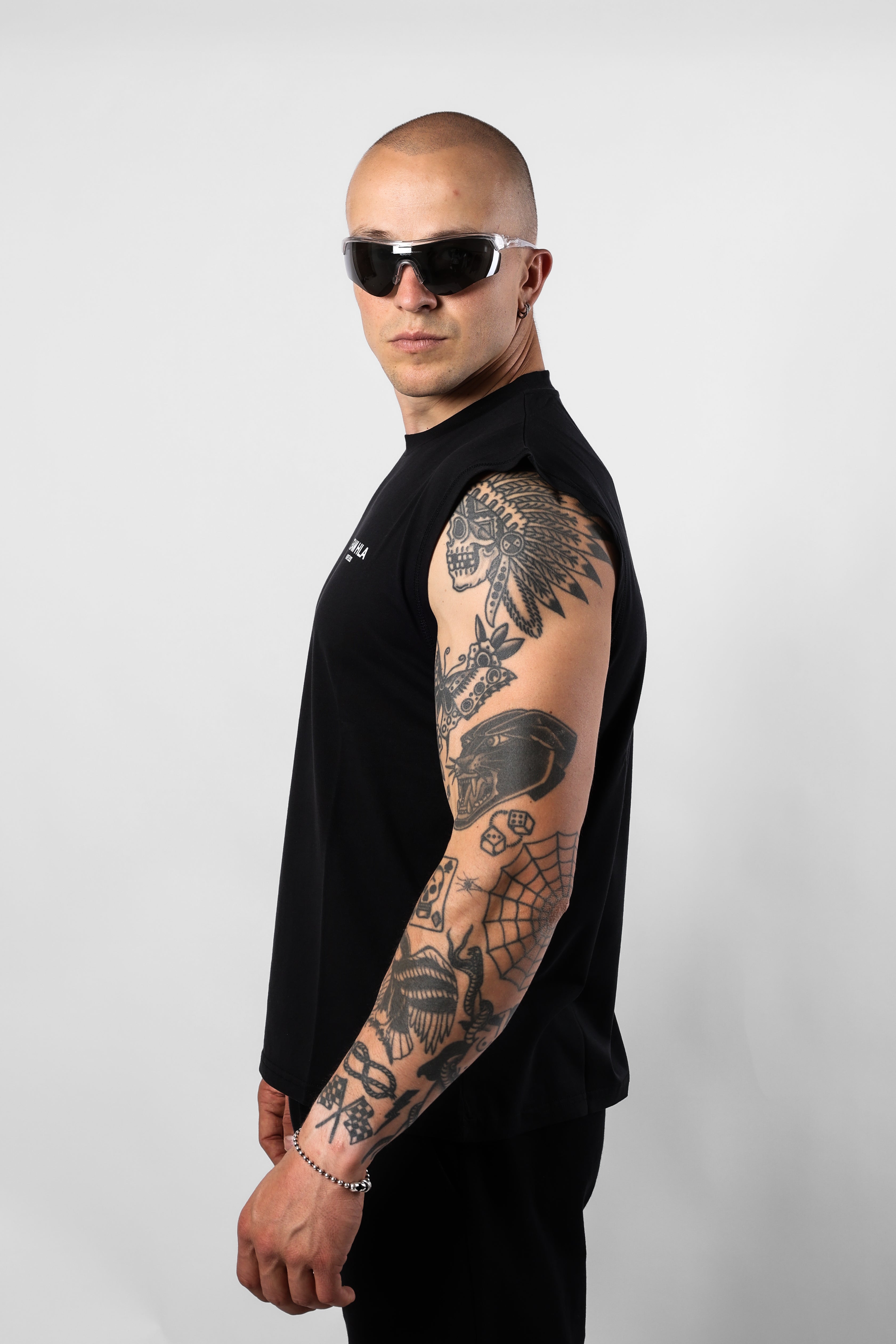 Black Muscle T-Shirt HLA, side