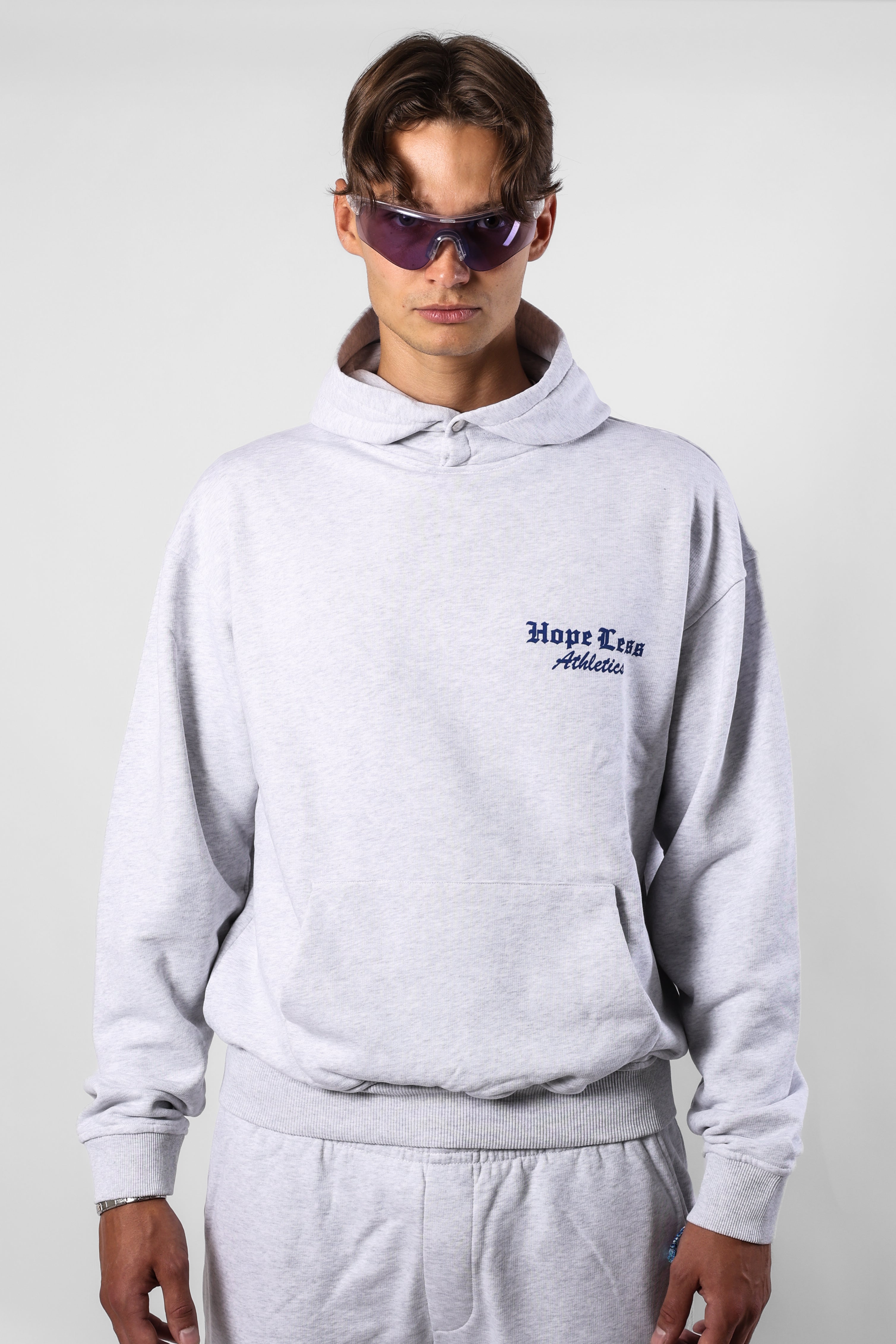 Grey Hoodie HLA with Grey Sweatpants, full look