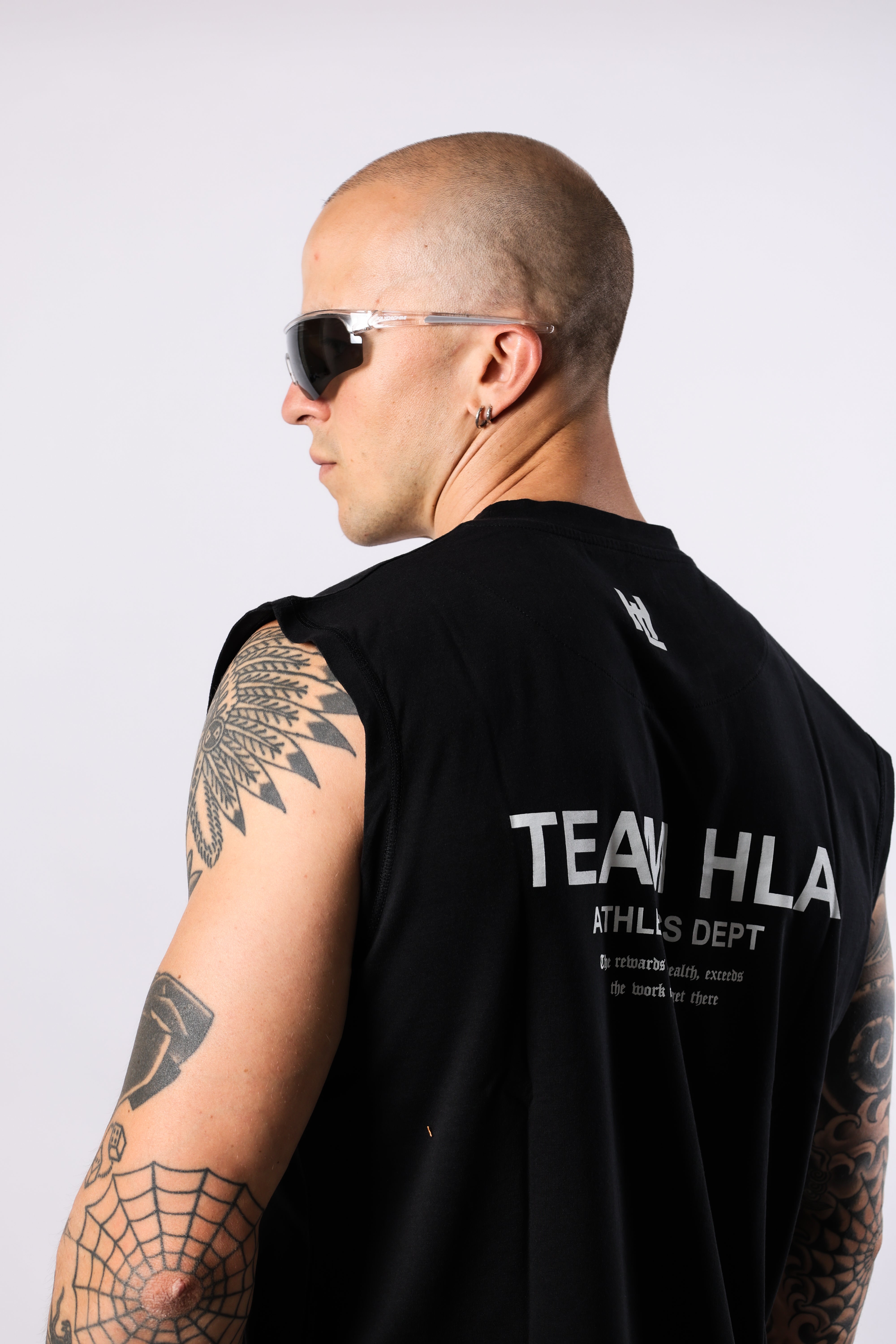Black Muscle T-Shirt HLA, back print