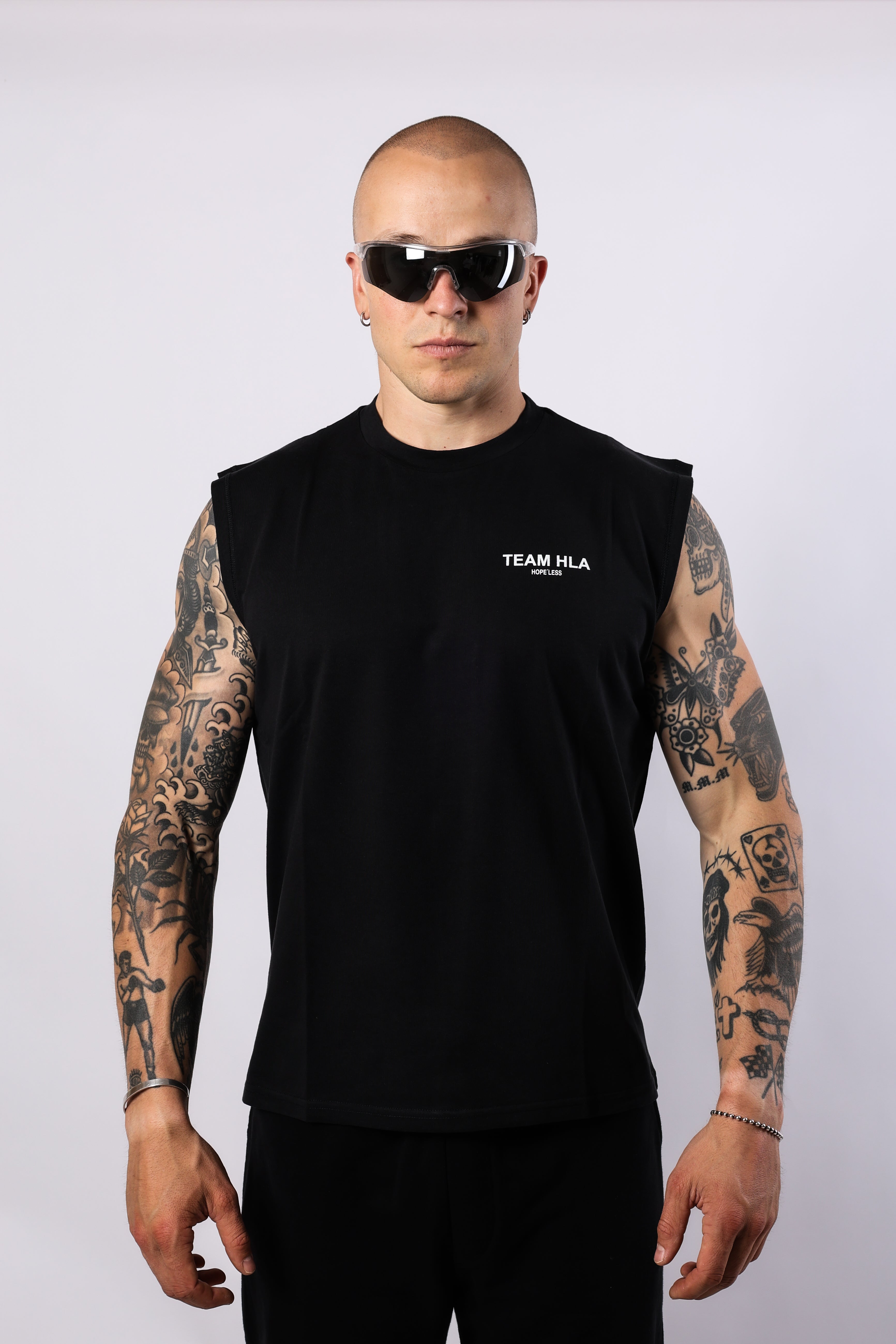 Black Muscle T-Shirt HLA, front