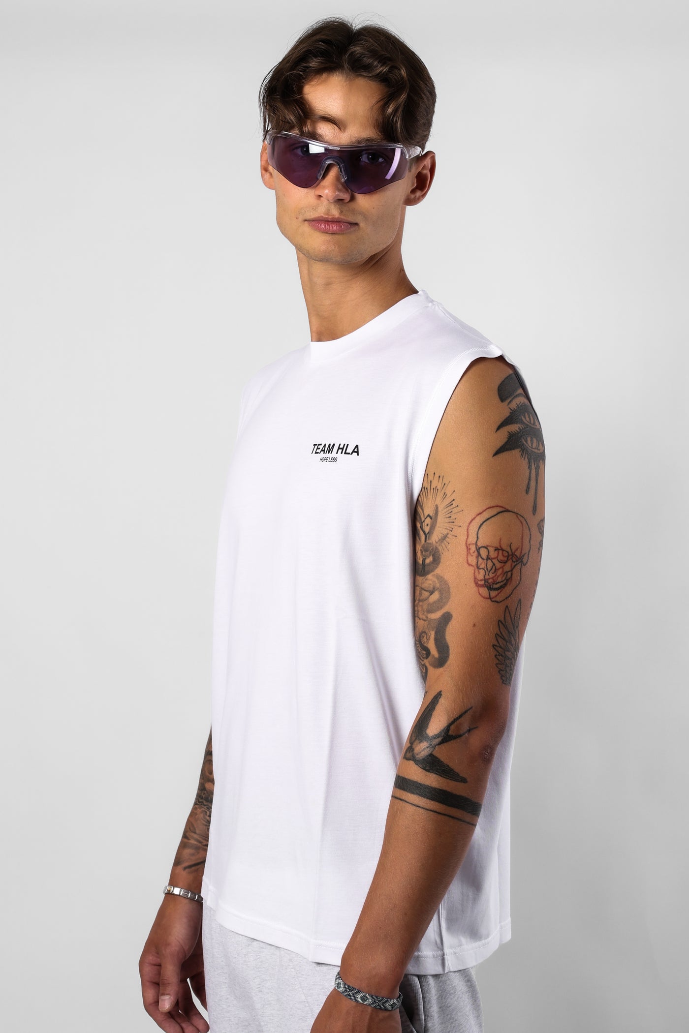 White Muscle T-Shirt HLA, front