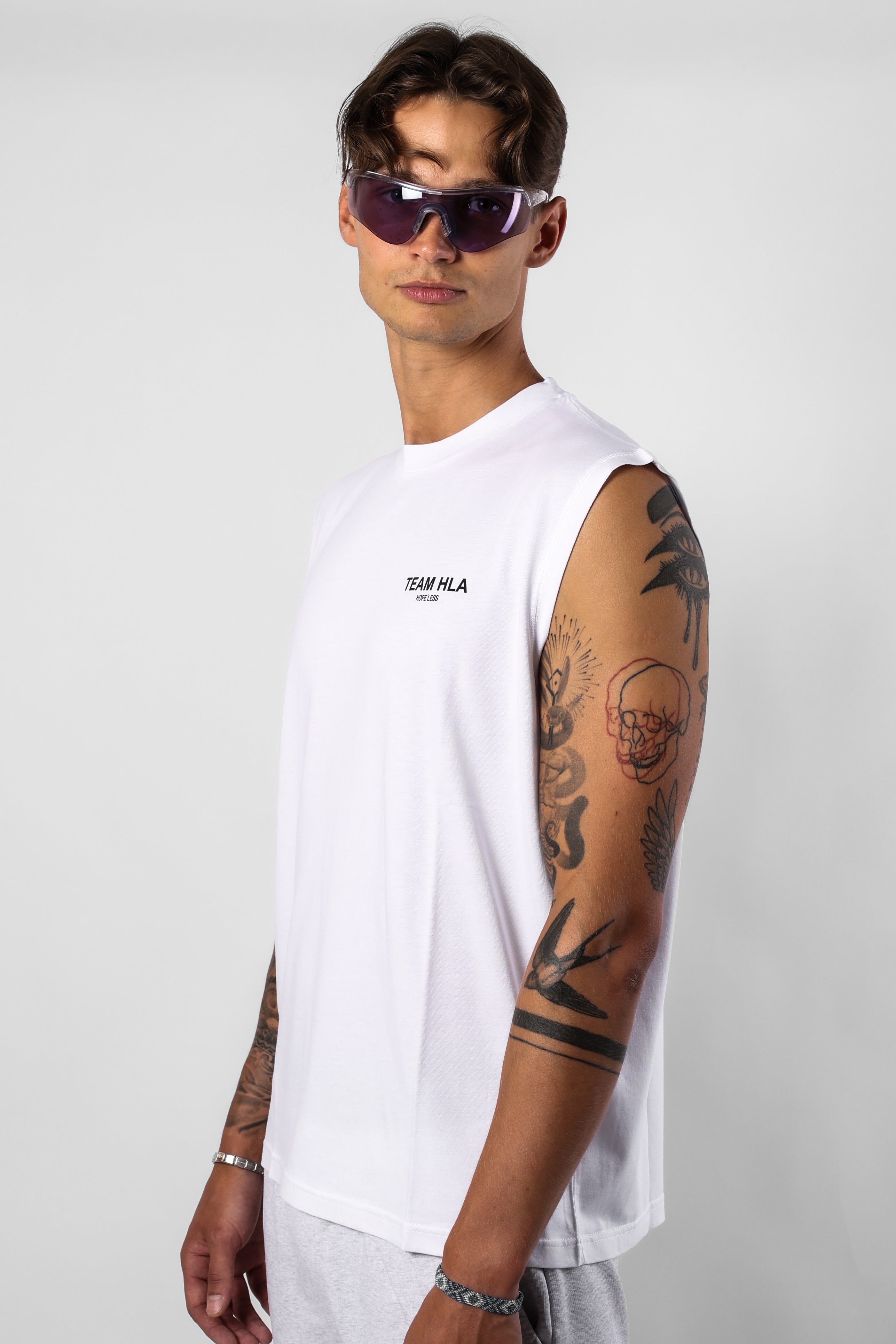 White Muscle T-Shirt HLA, front